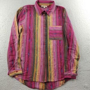 Adree by Unit Button Up Long Sleeve Shirt Pink‎ Southwestern Tapestry Size Small